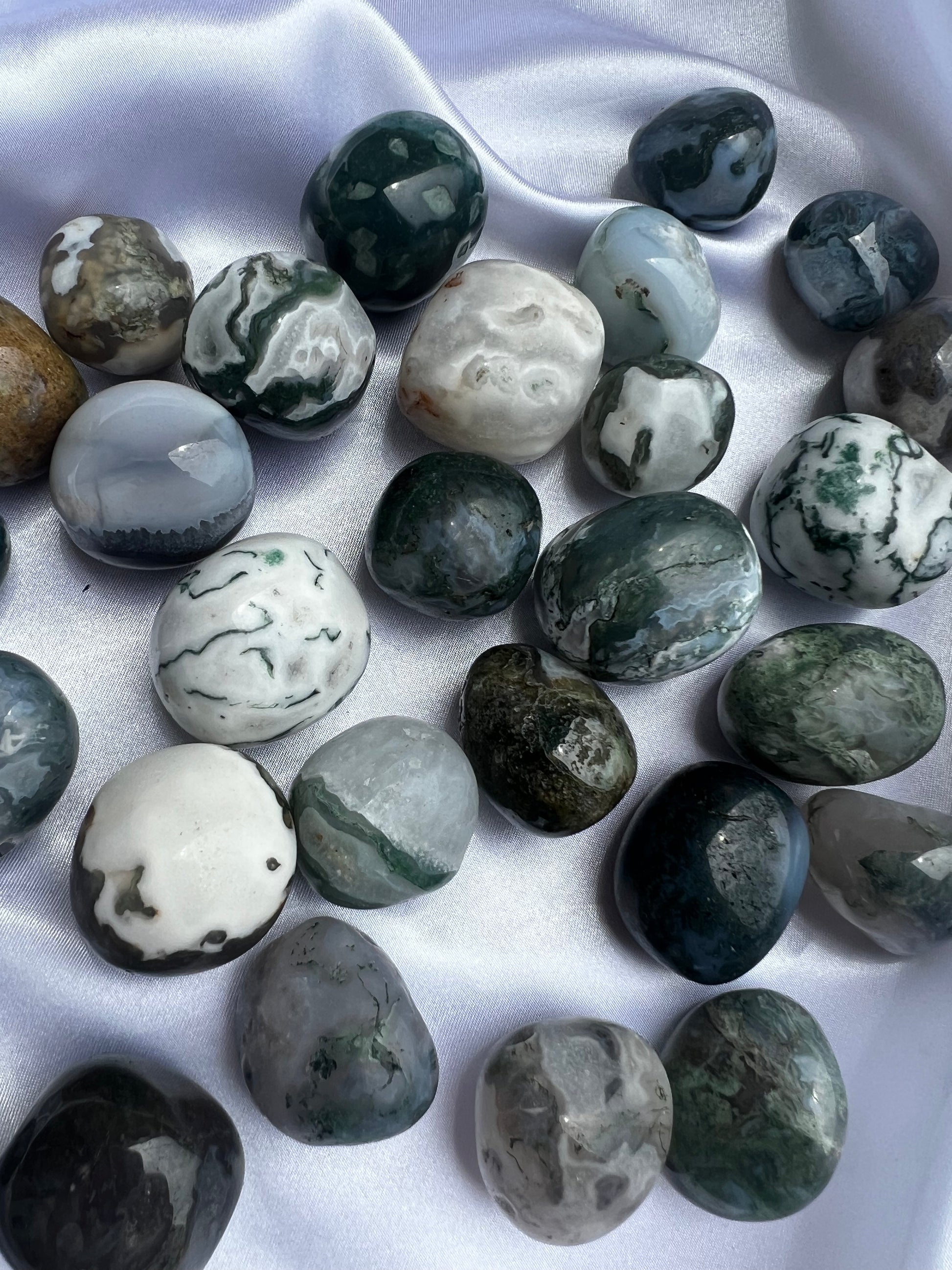 Moss agate tumbles