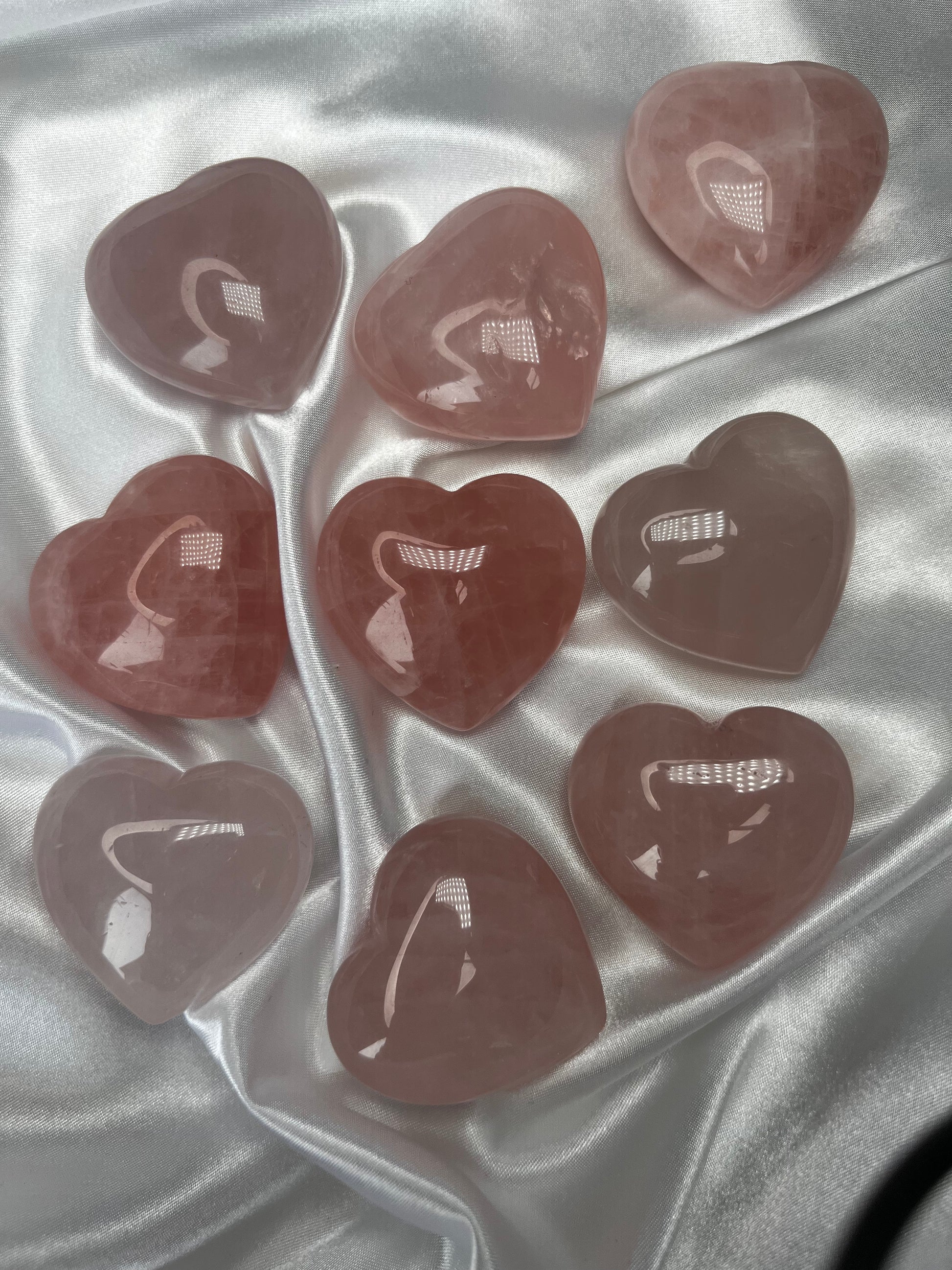 Rose Quartz puffy Hearts, medium