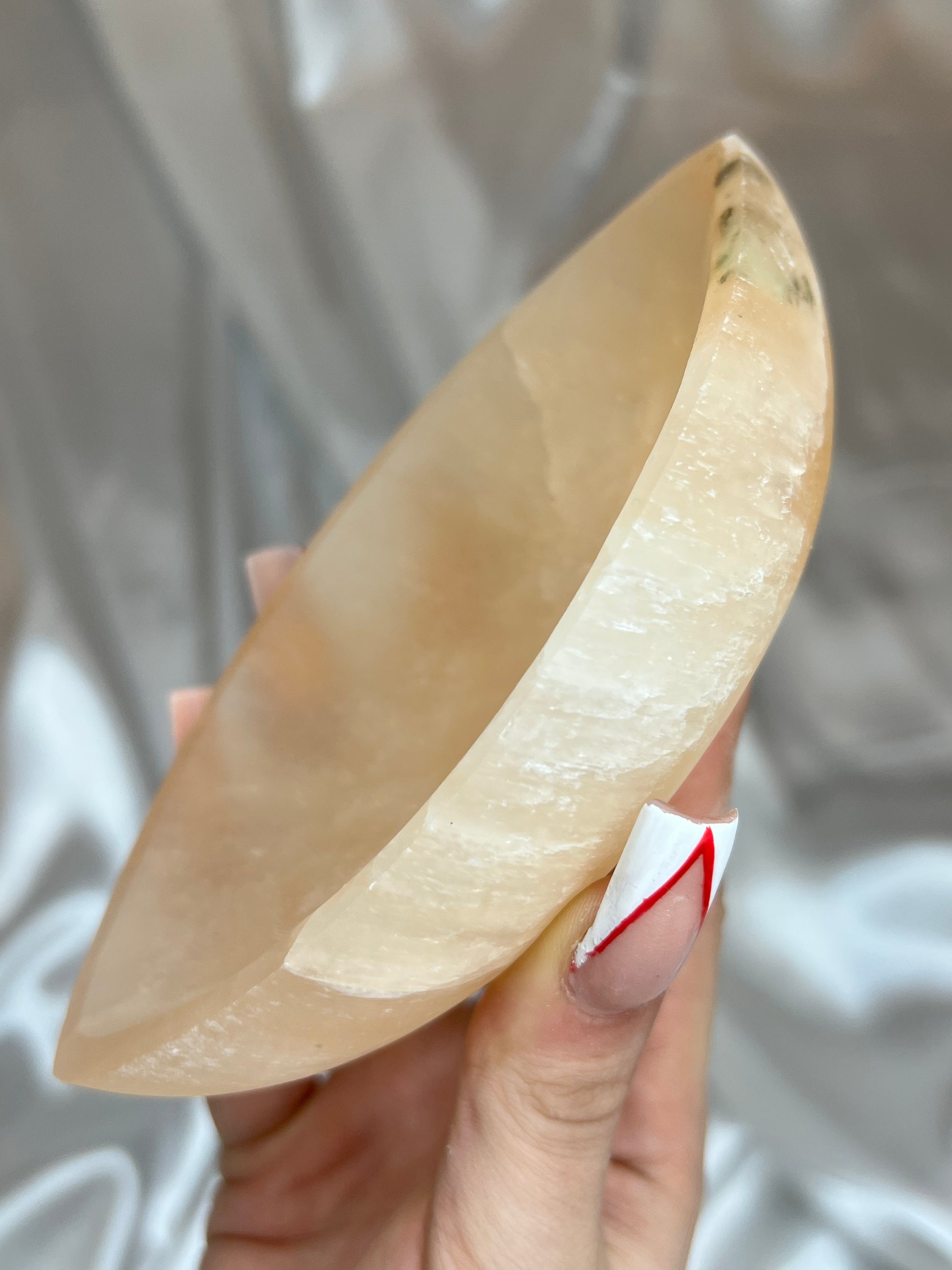 Peach Selenite Leaf Bowls