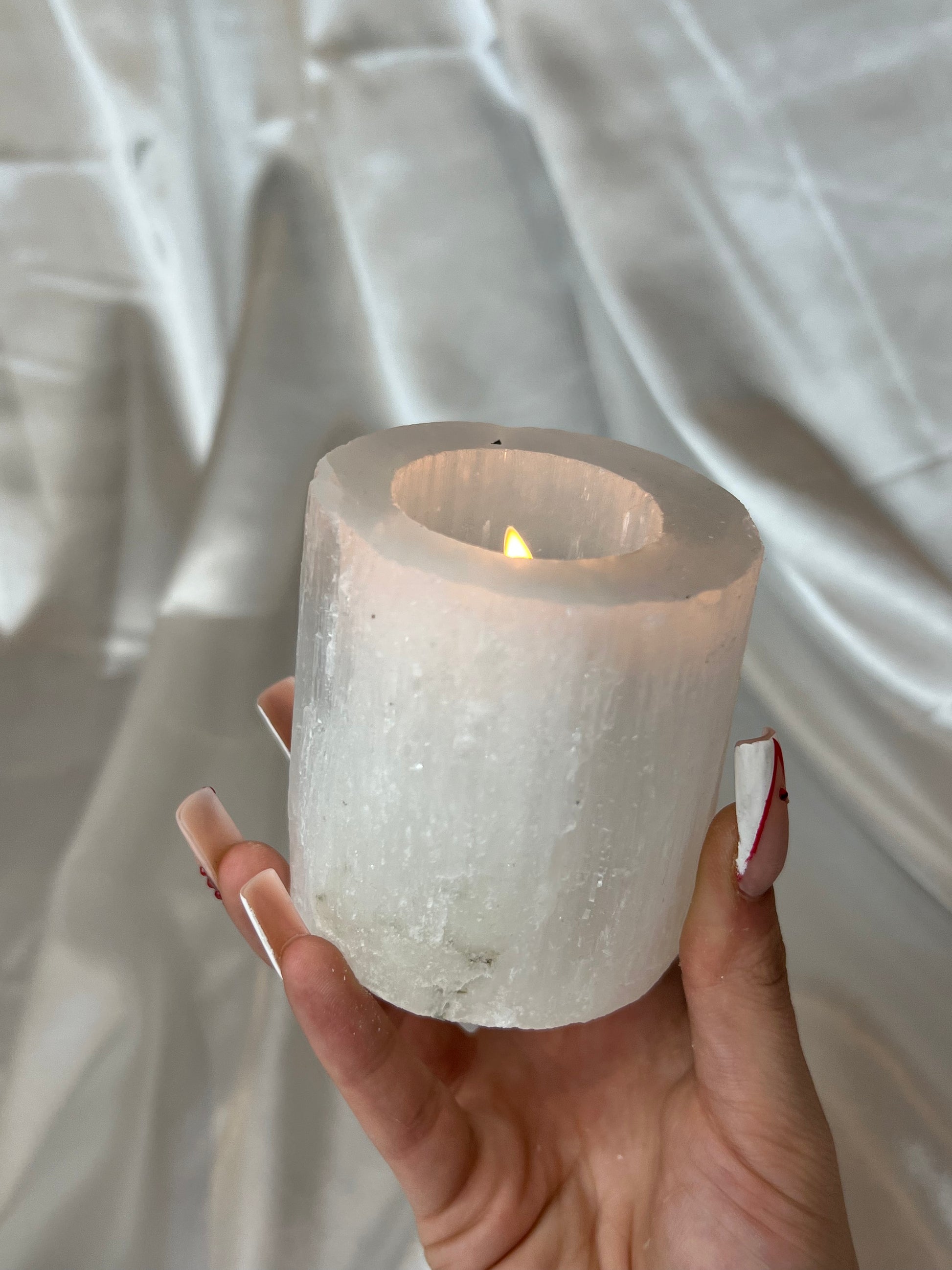 Tall Selenite Candle Holders