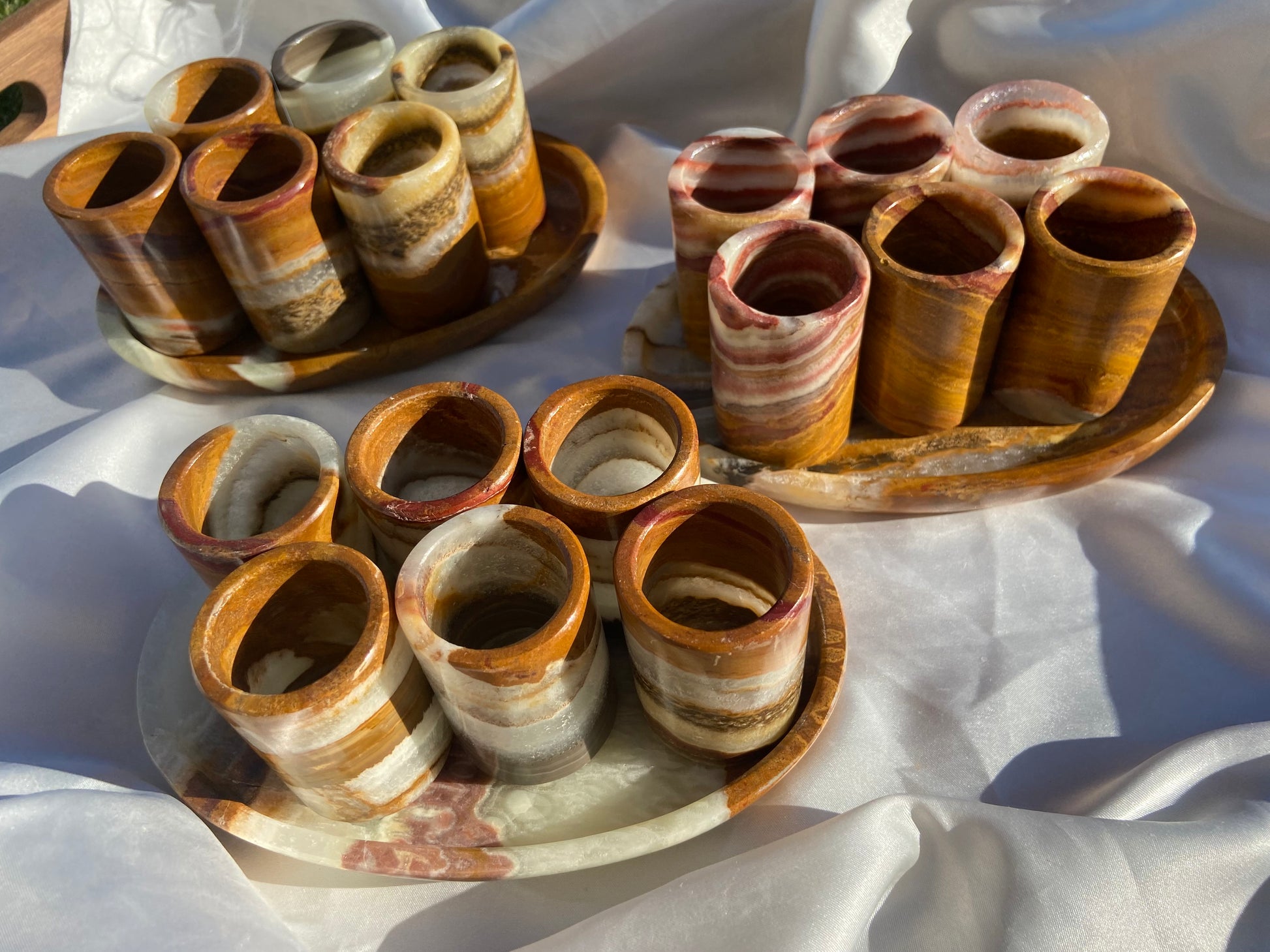 Onyx Shot Glass Set with Plate