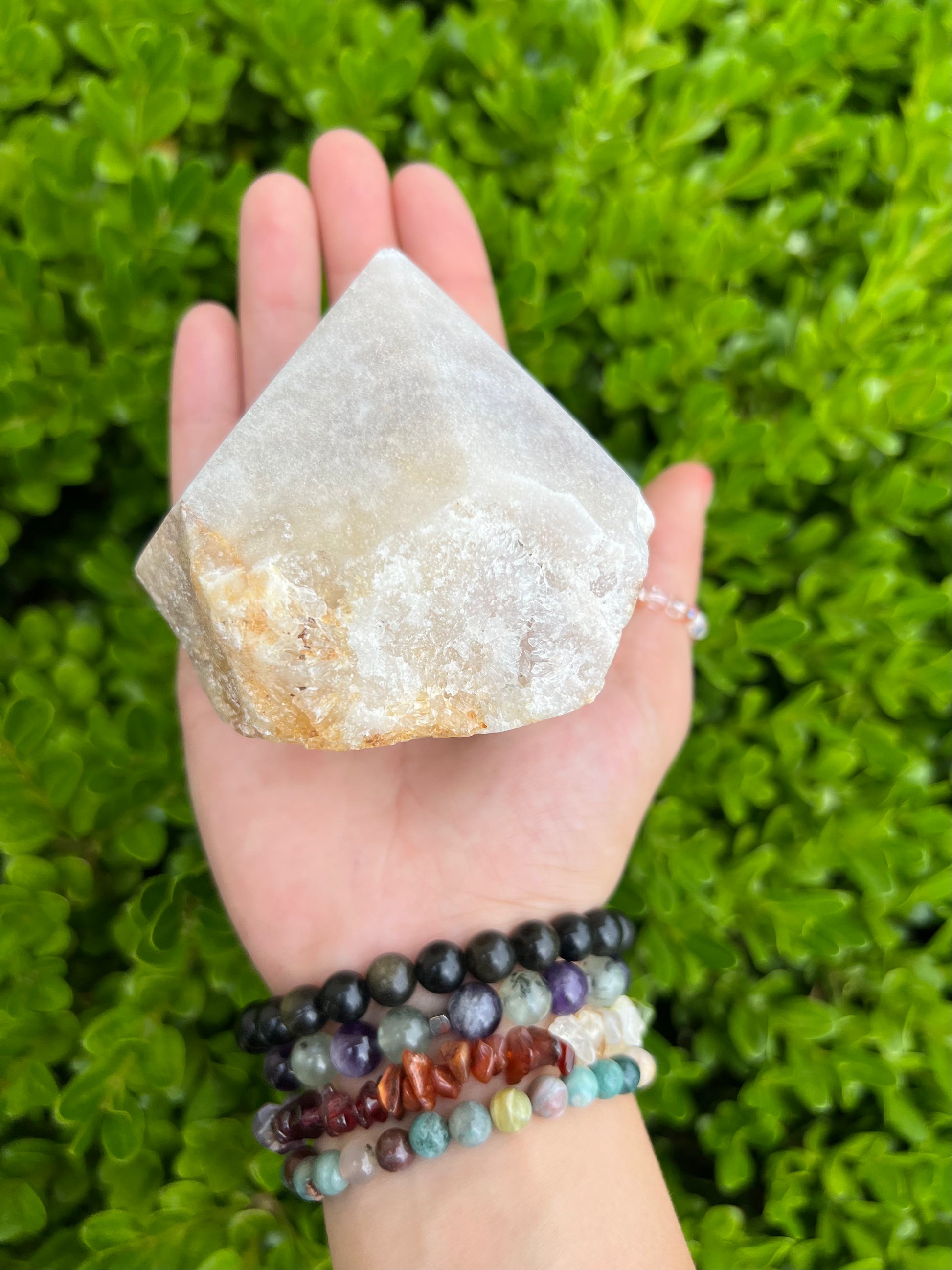 Pink Amethyst Half Polish