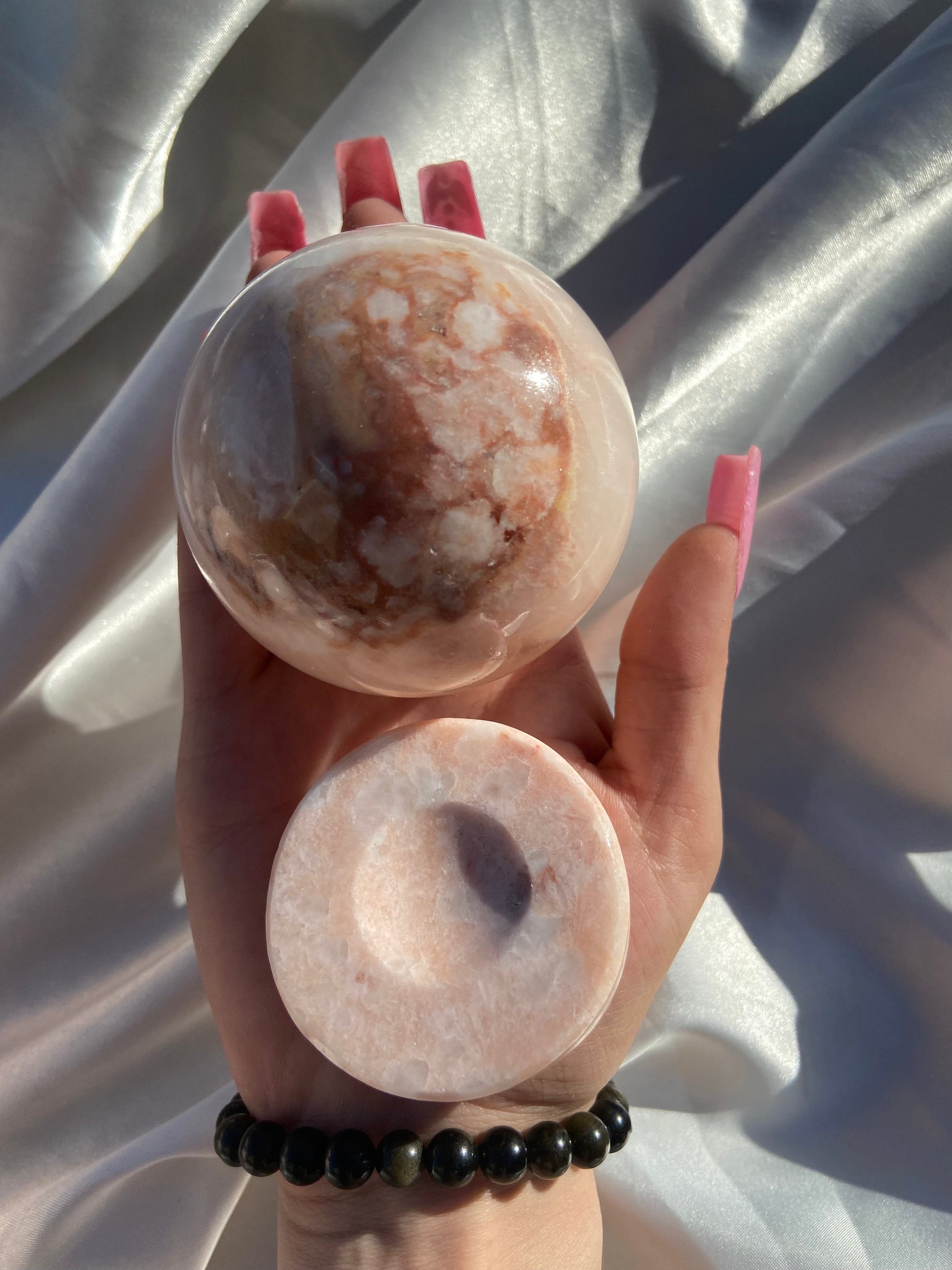 Pink Onyx Sphere and Stand