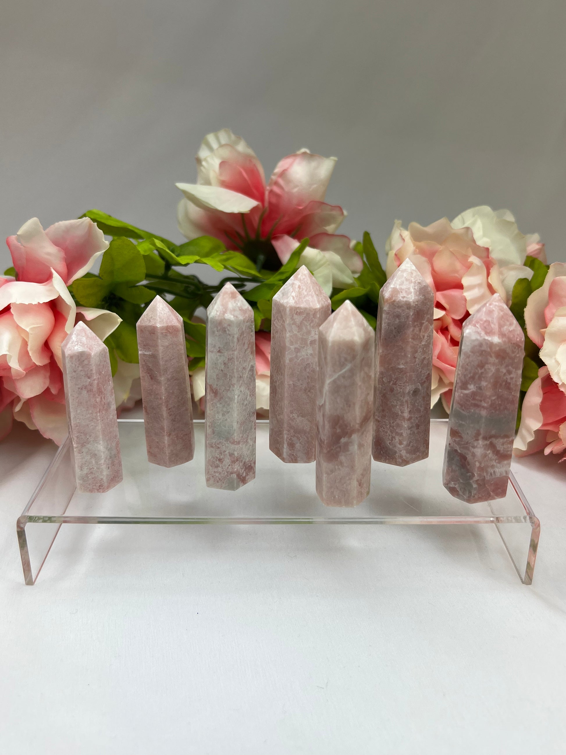 Pink jade mini towers