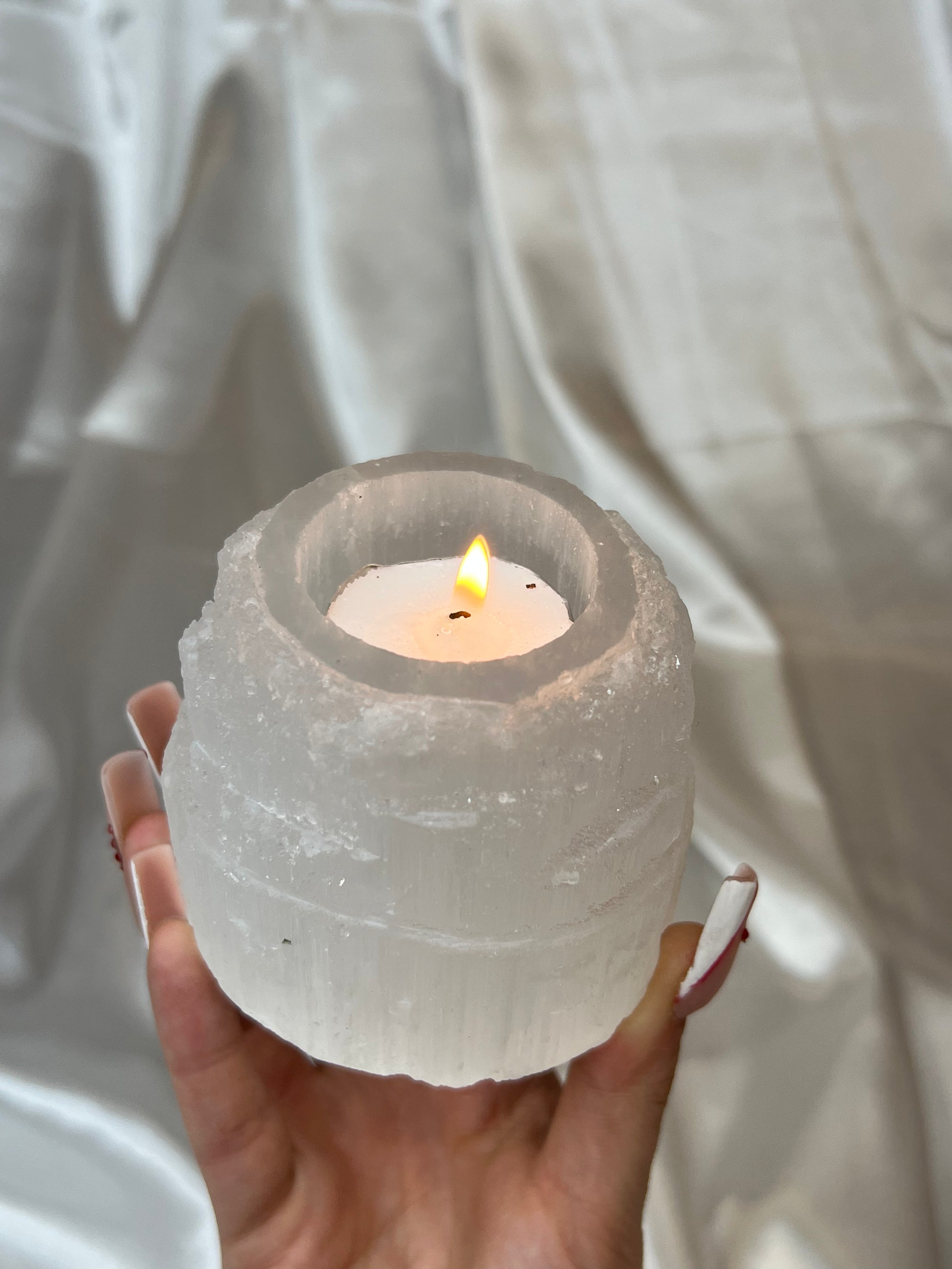 Chunky Selenite Candle Holders