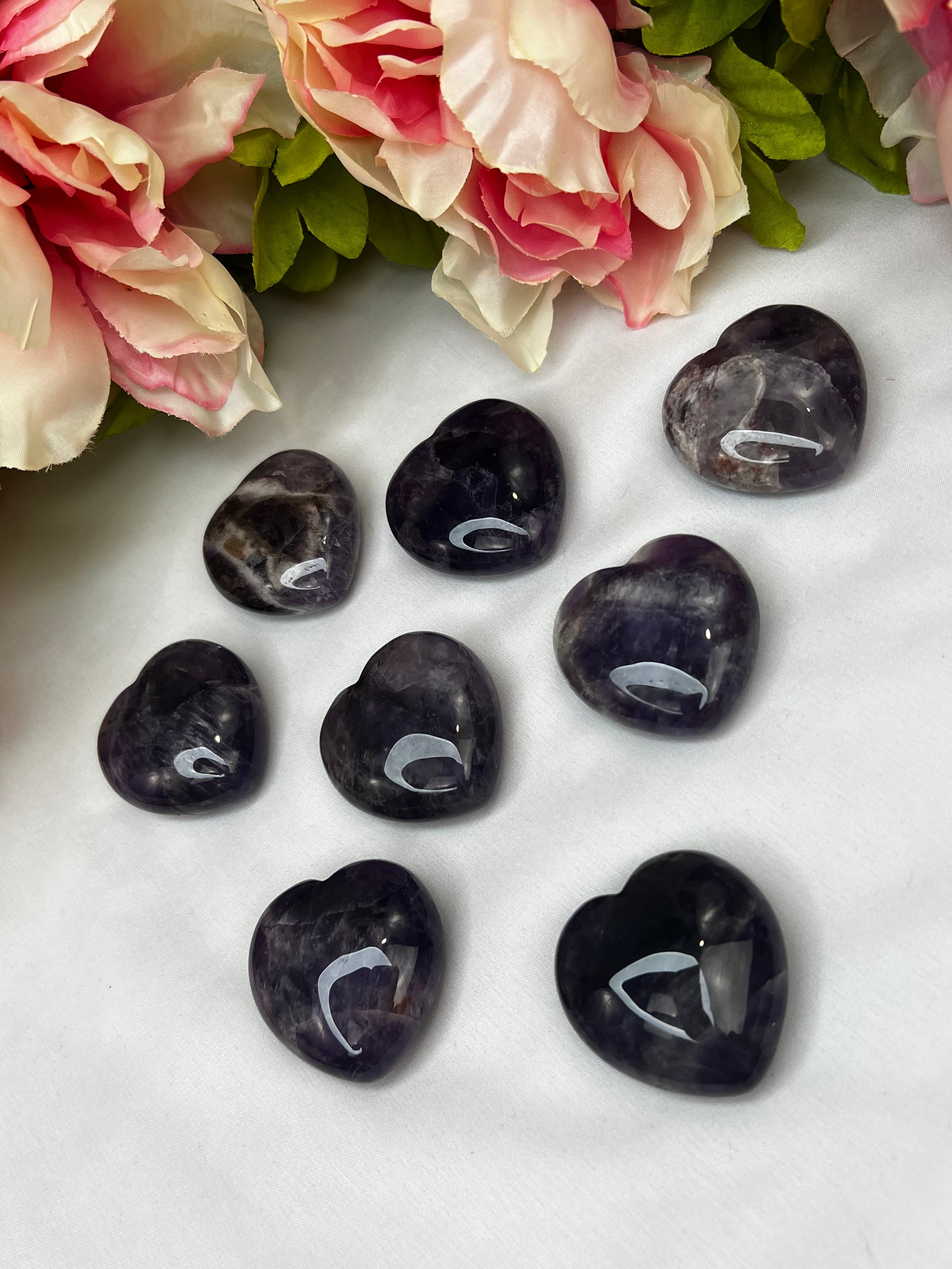 Chevron amethyst hearts