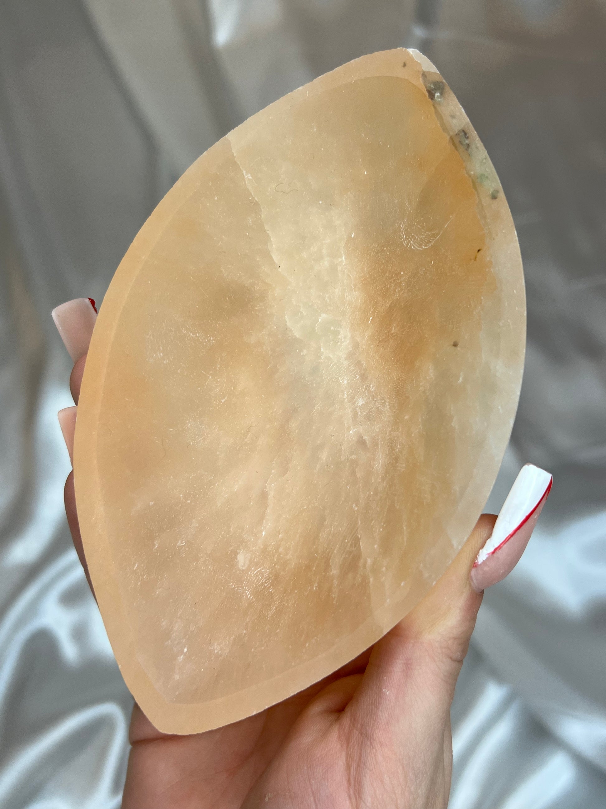 Peach Selenite Leaf Bowls