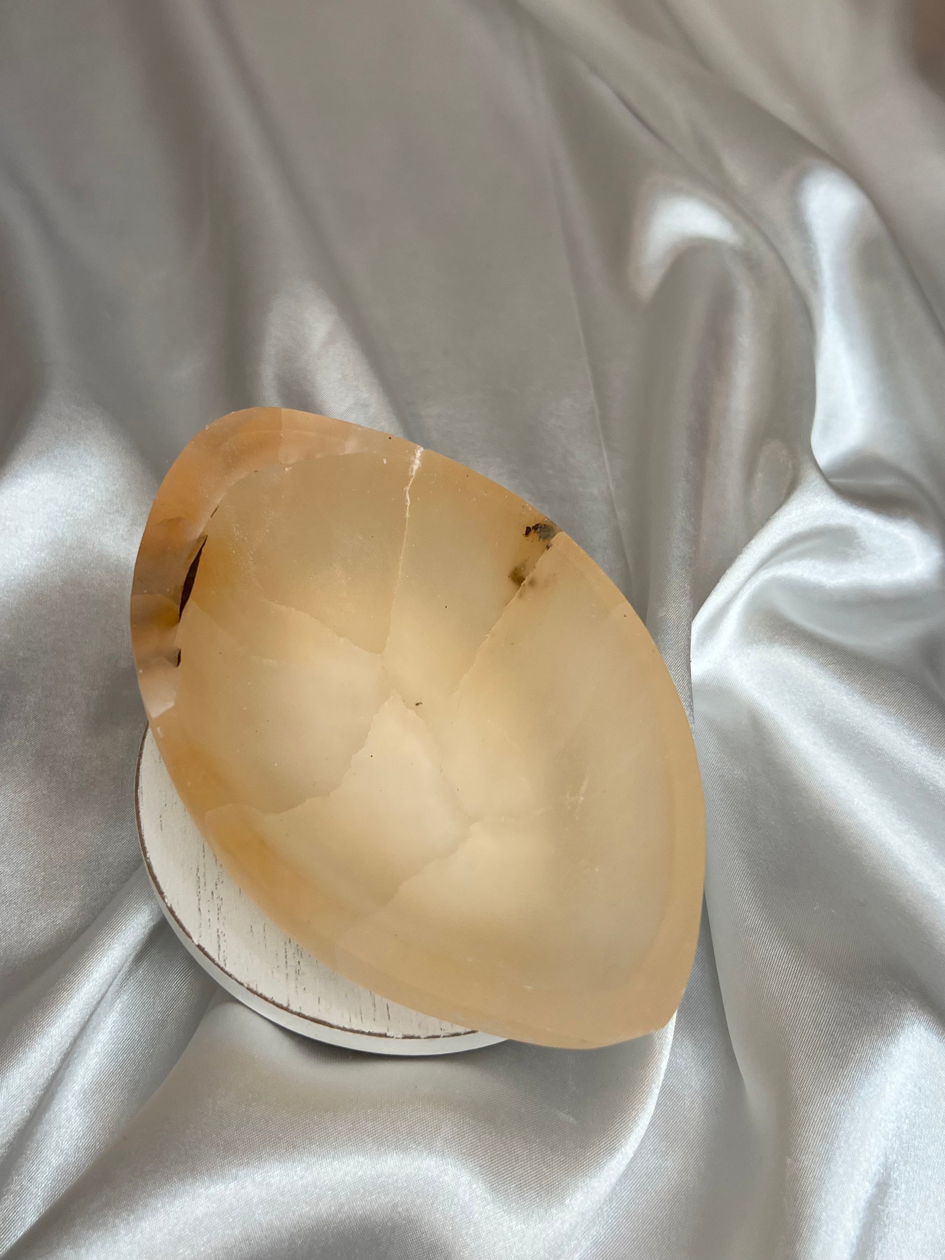 Peach Selenite Leaf Bowls