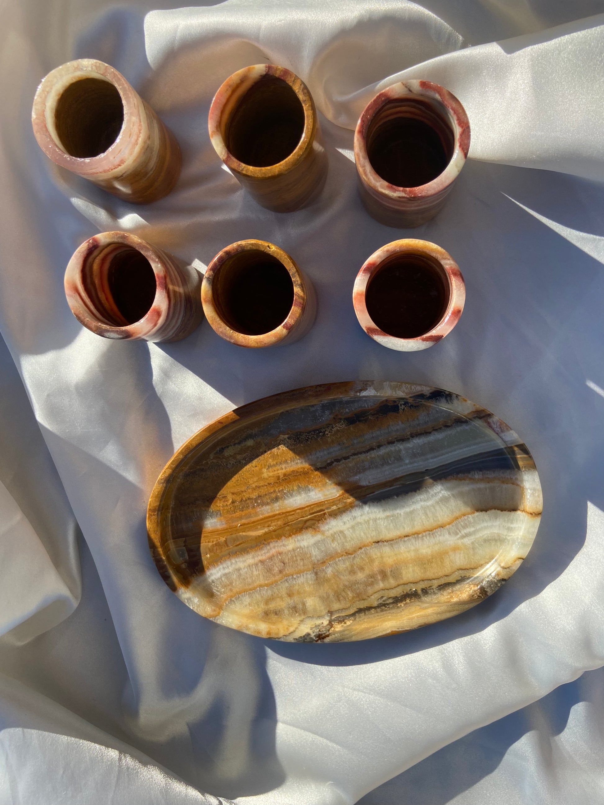 Onyx Shot Glass Set with Plate