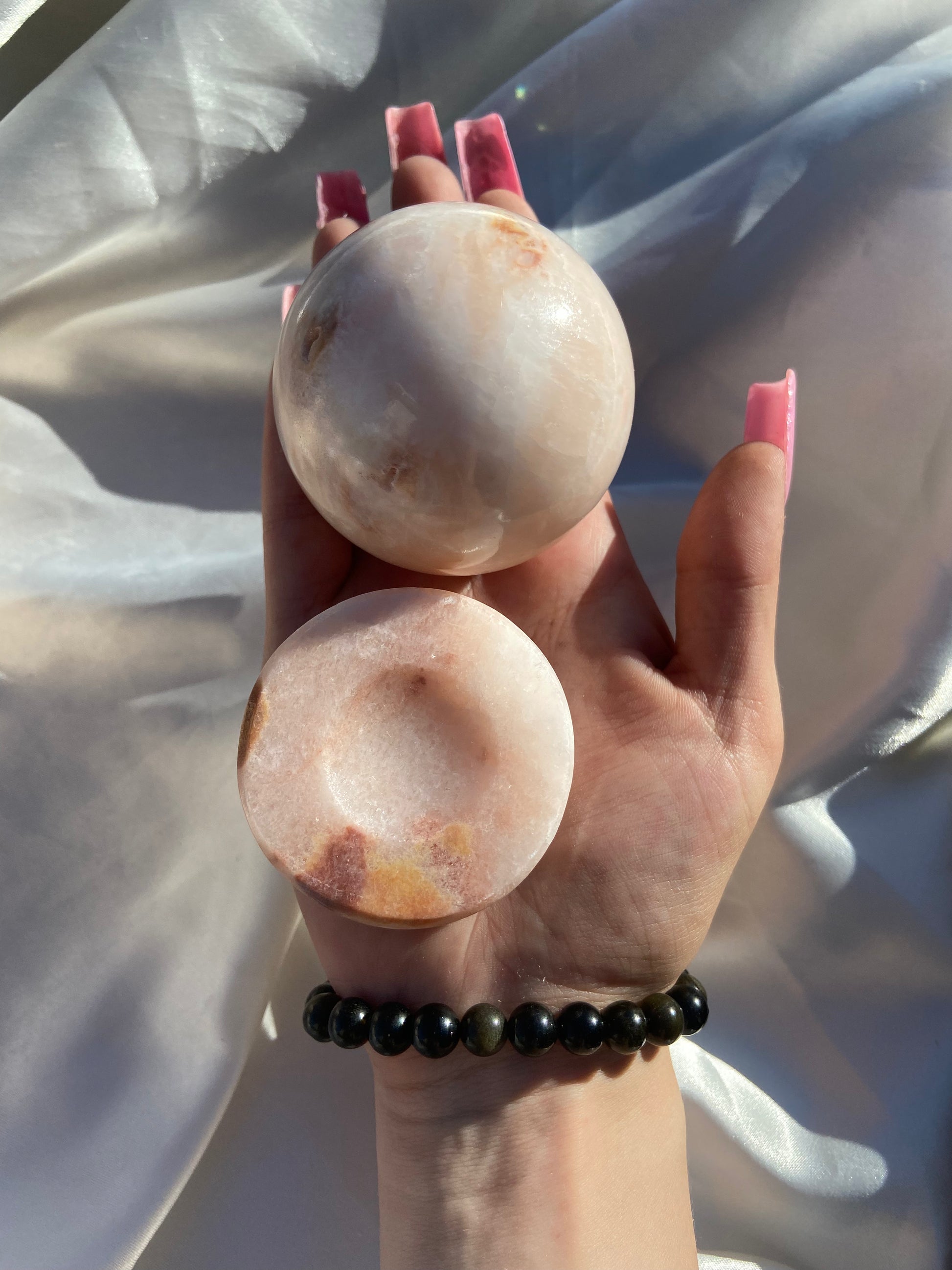 Pink Onyx Sphere and Stand