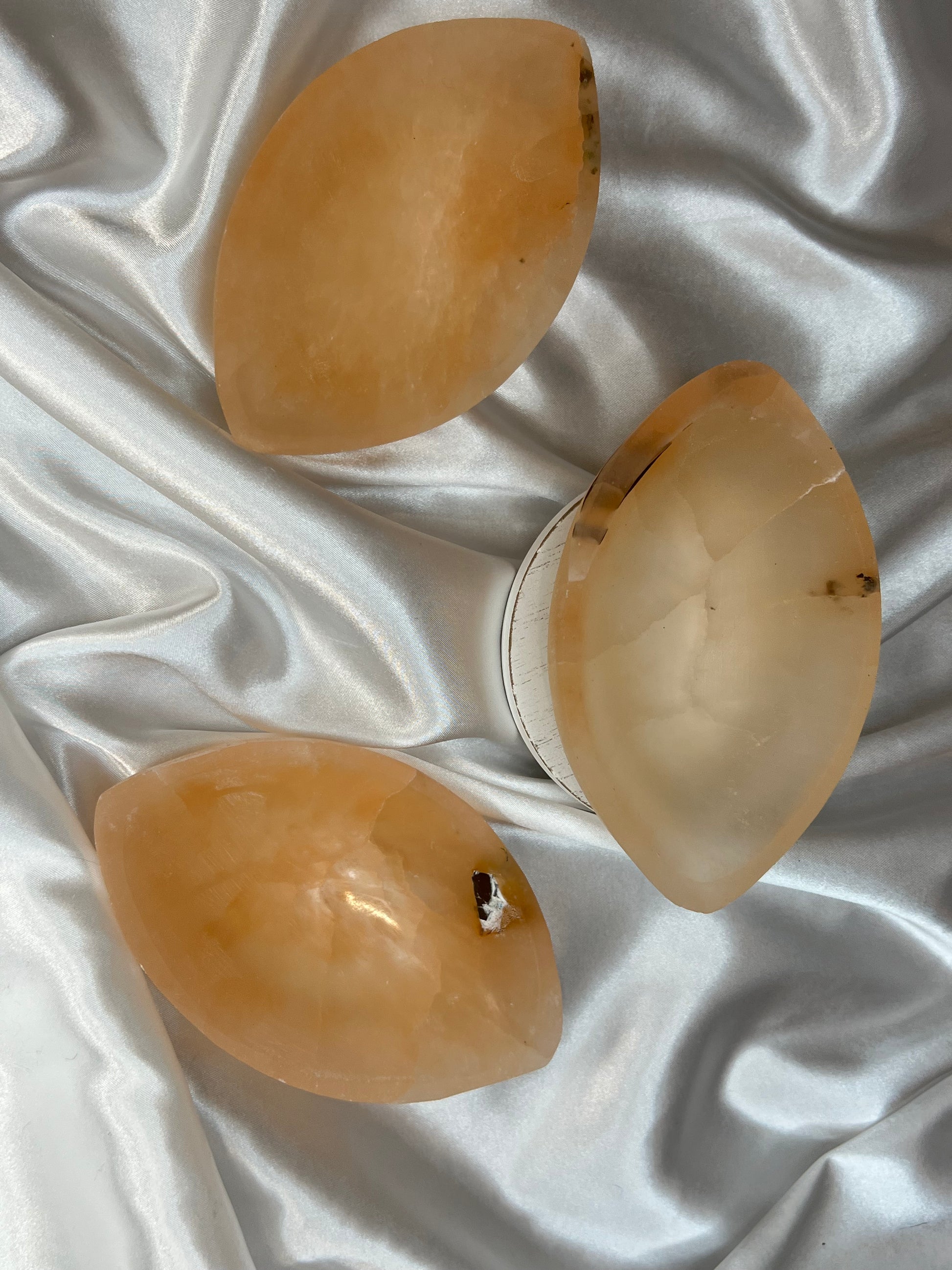 Peach Selenite Leaf Bowls