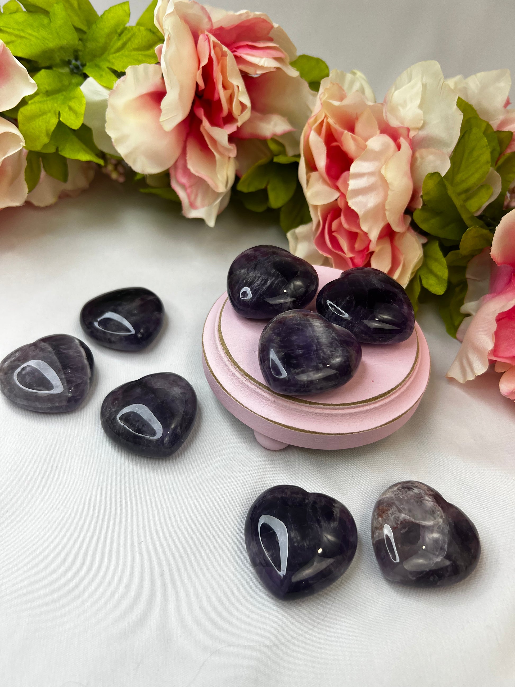 Chevron amethyst hearts