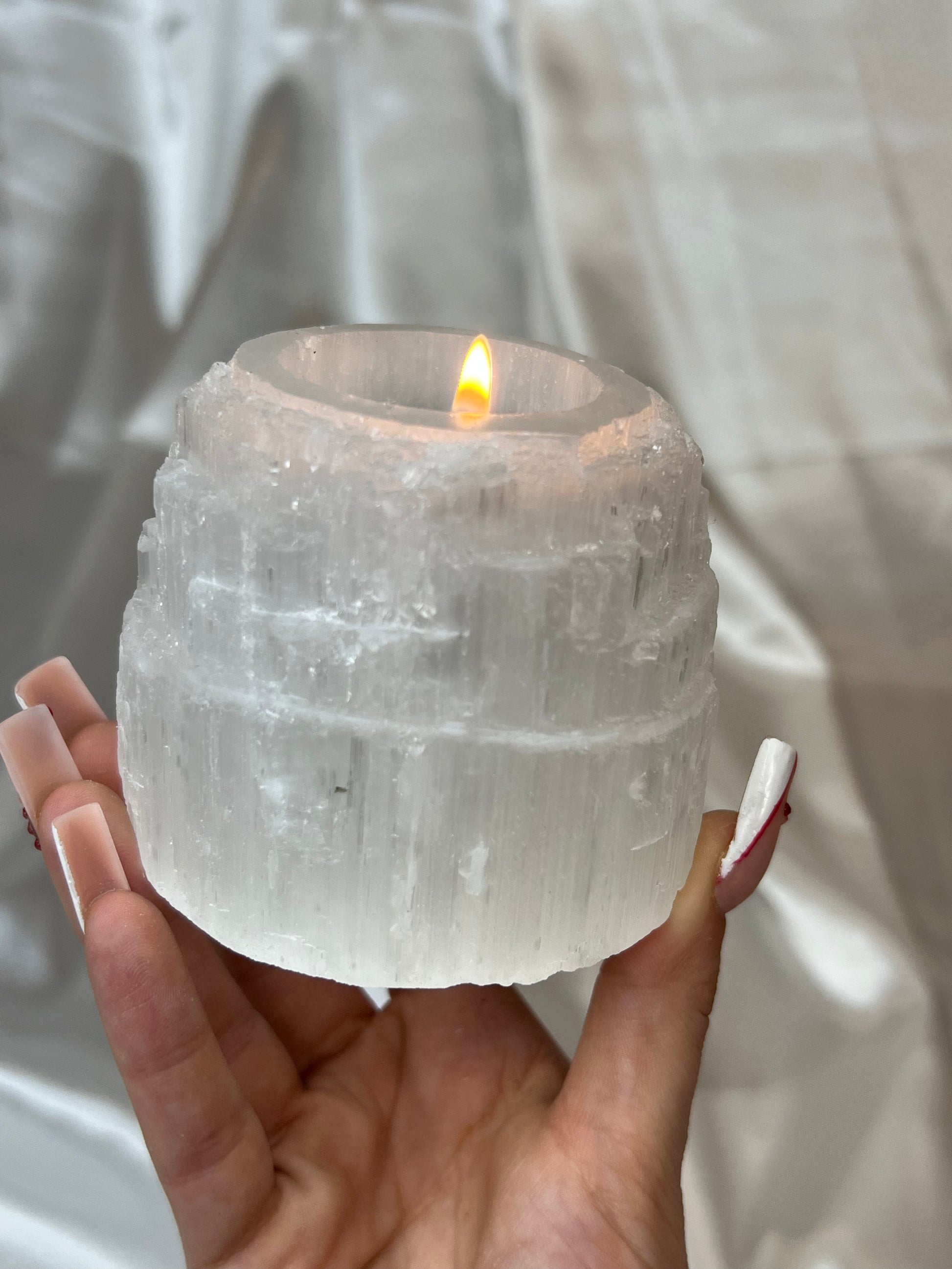 Chunky Selenite Candle Holders
