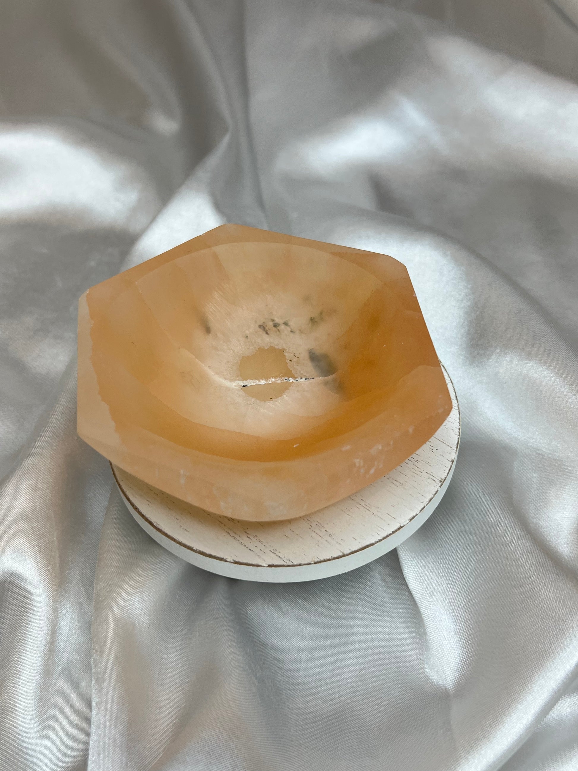 Peach Selenite Hexagonal Bowls