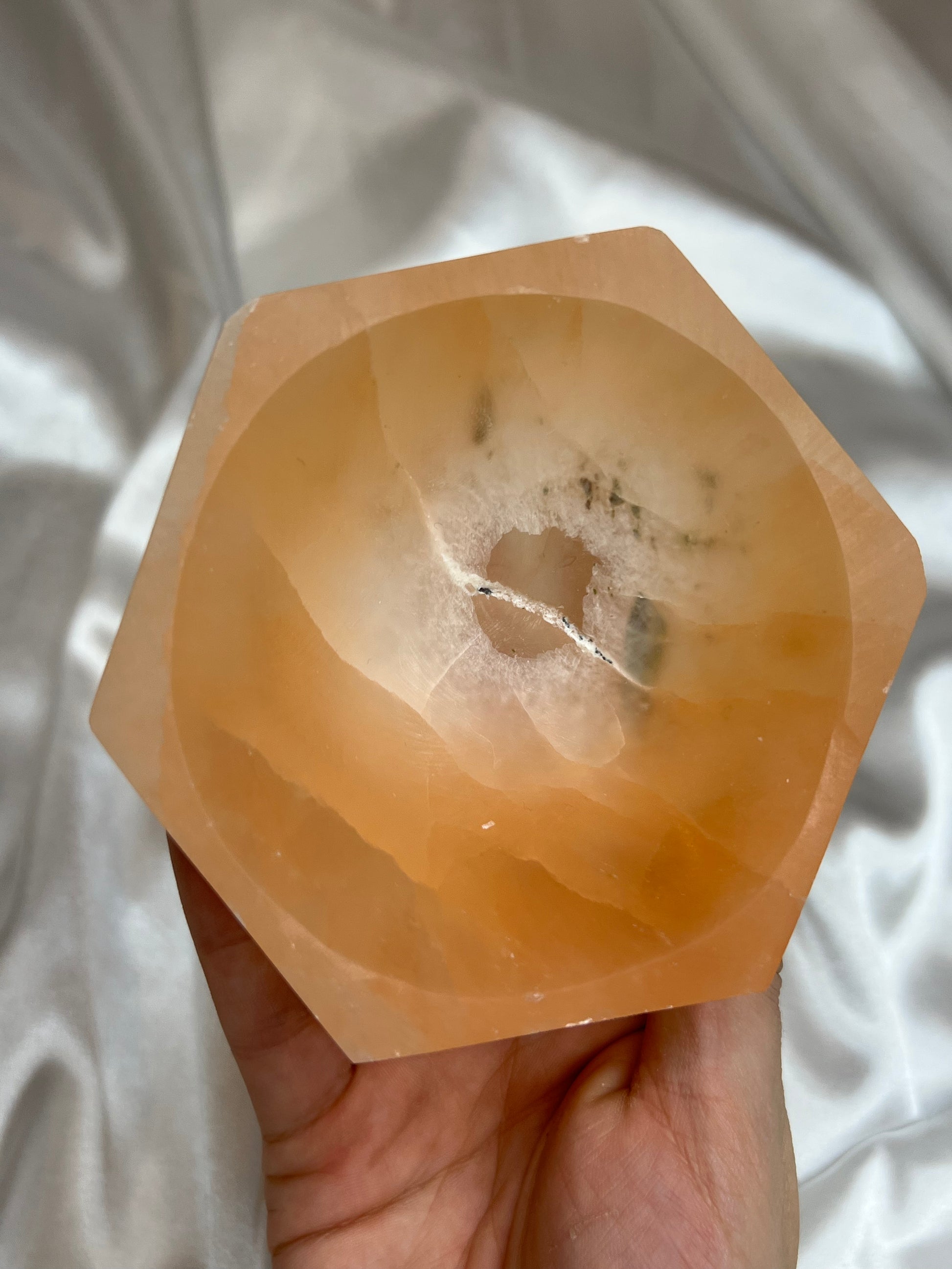 Peach Selenite Hexagonal Bowls