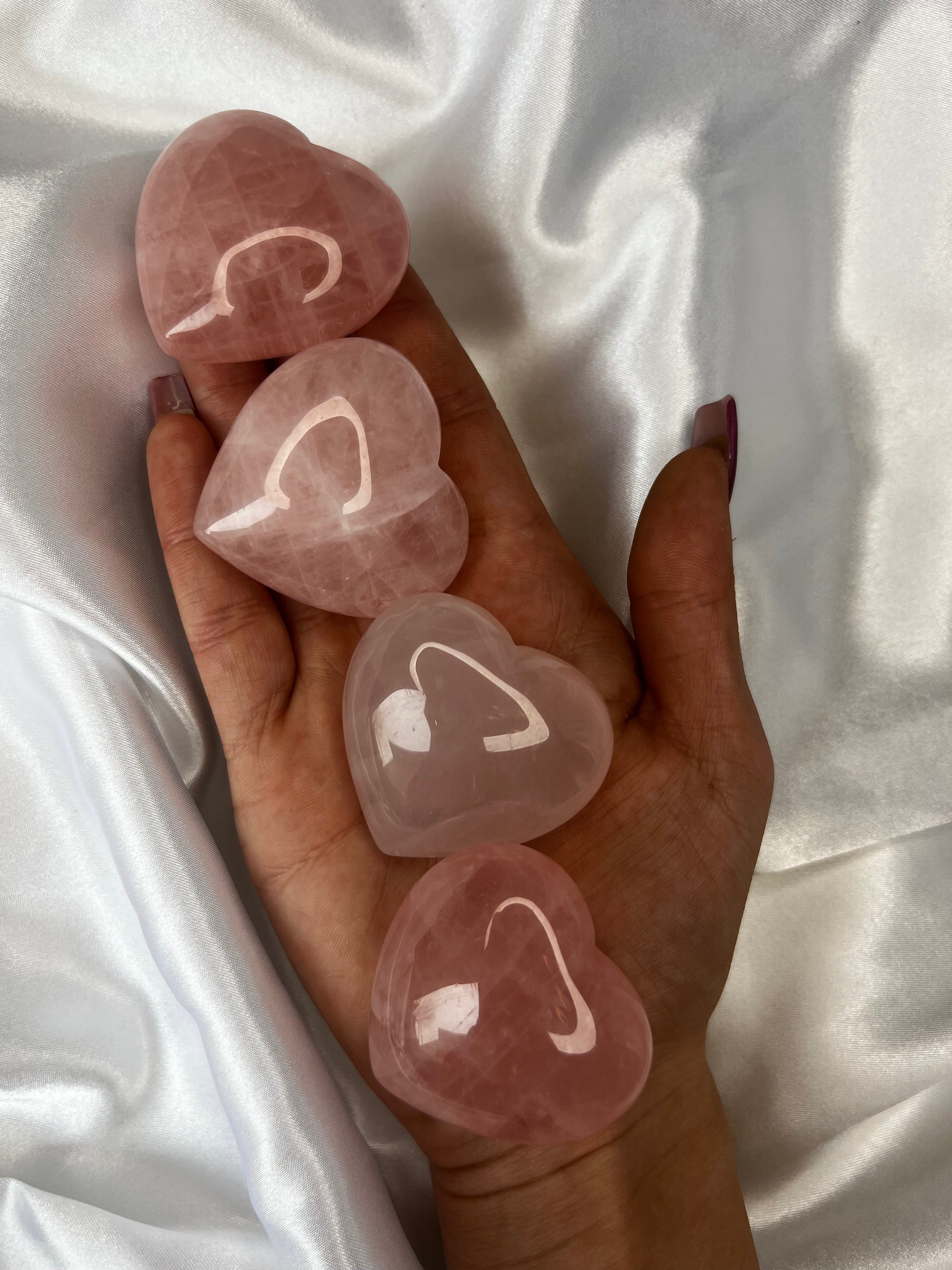 Rose Quartz puffy Hearts, medium