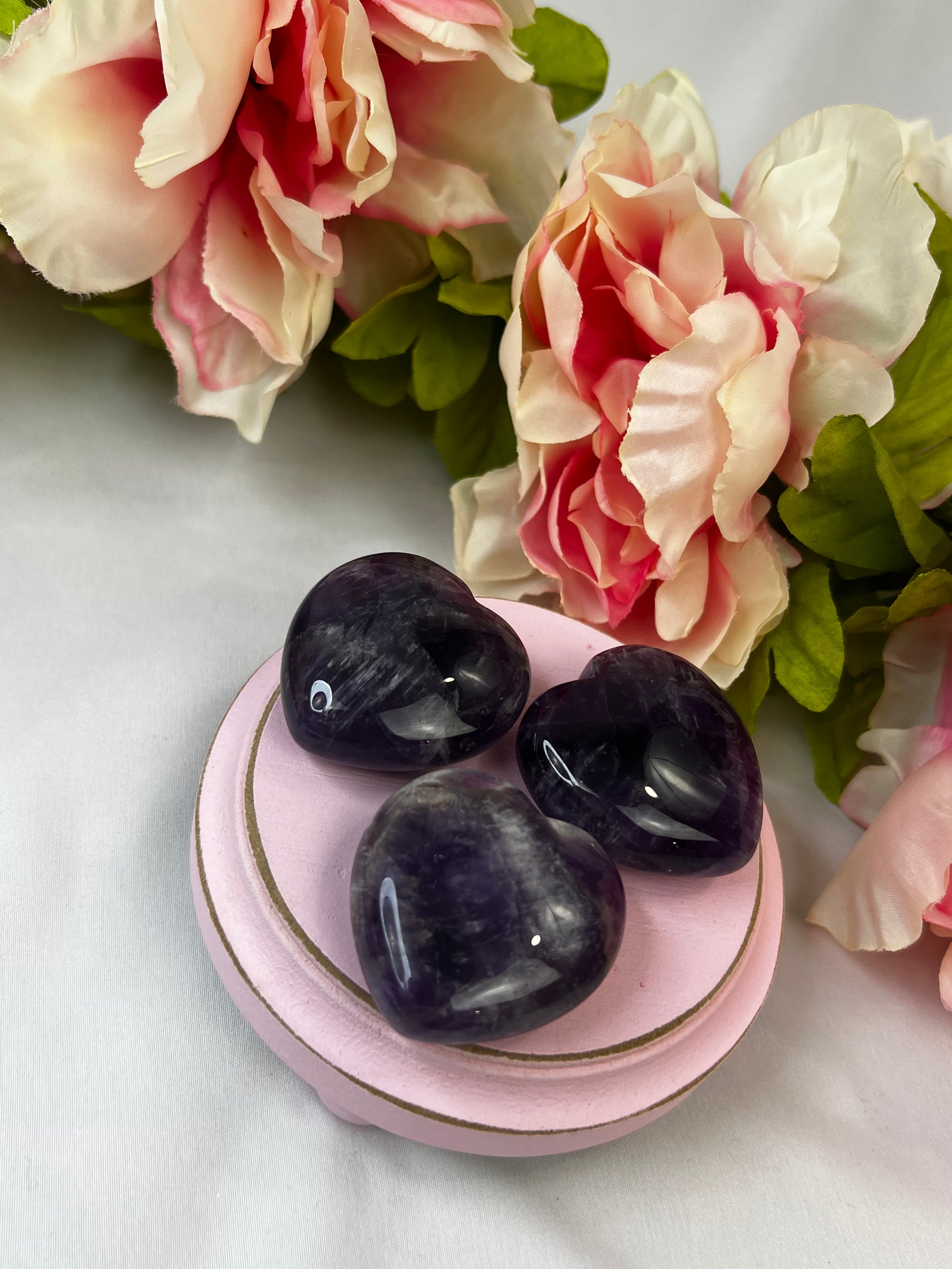 Chevron amethyst hearts