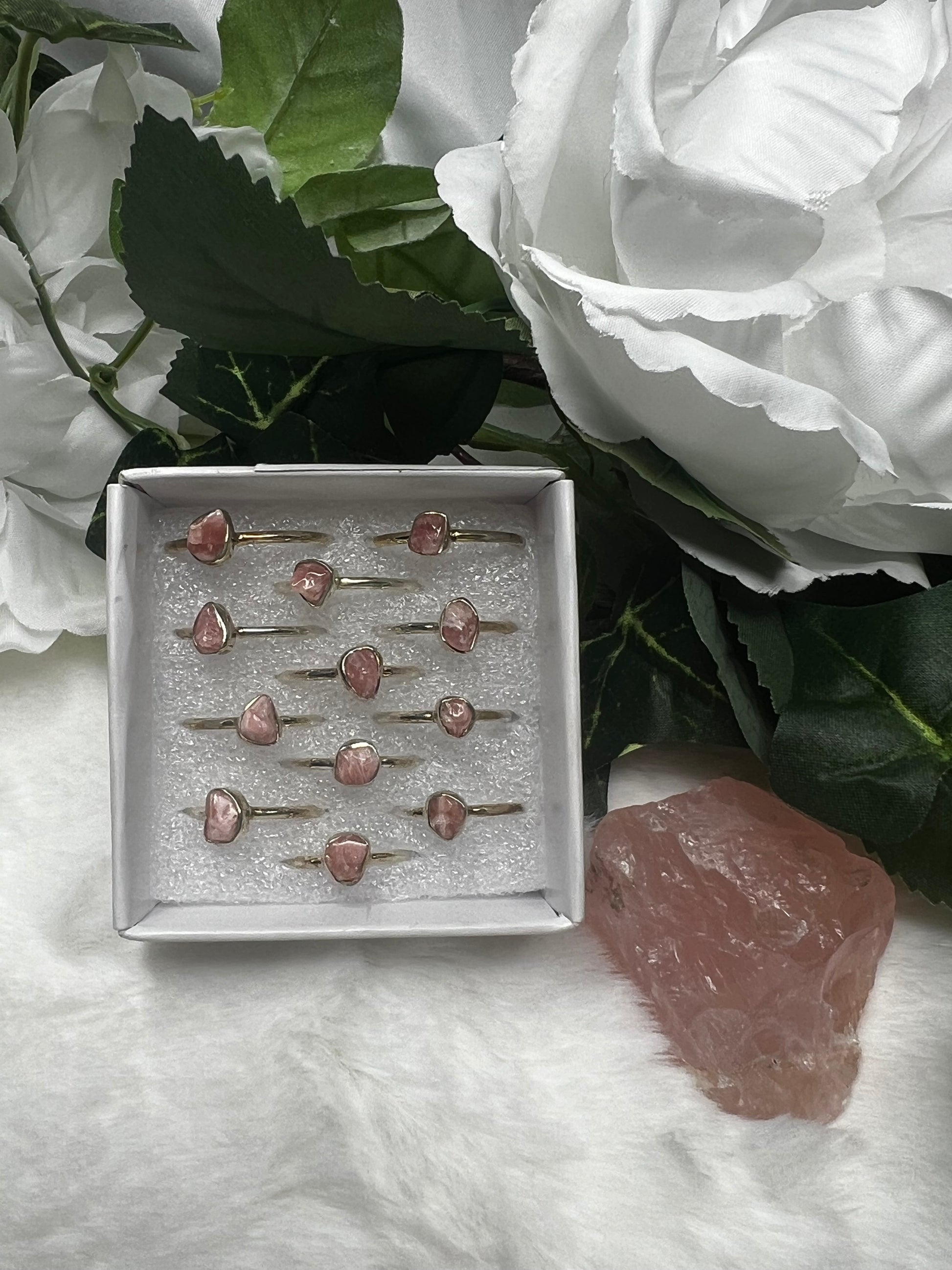 Rhodochrosite Raw Rings