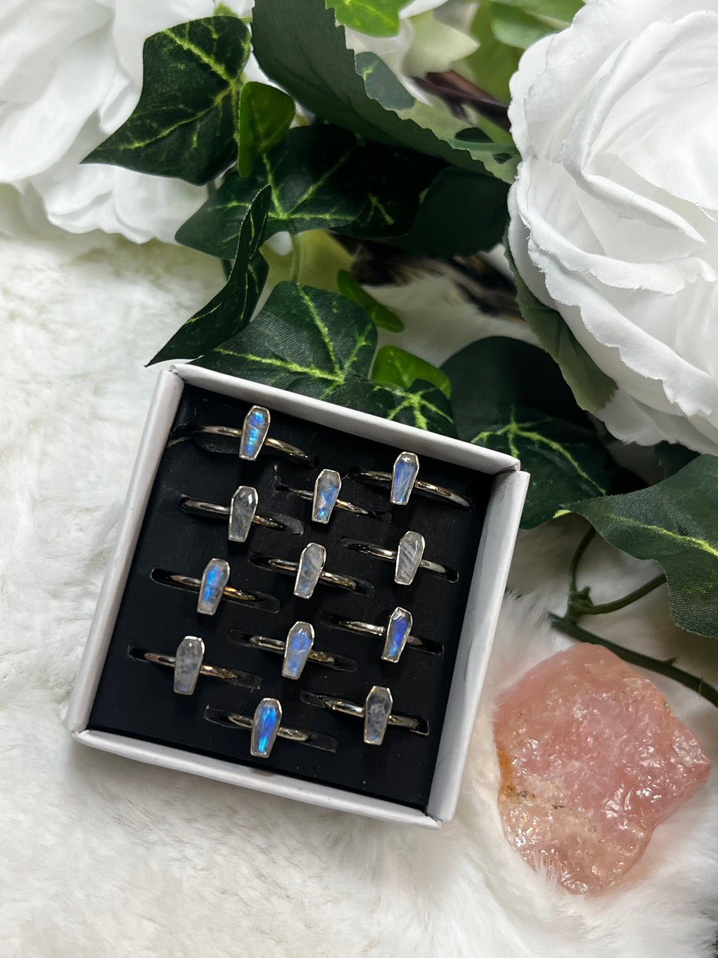 Moonstone Coffin Rings