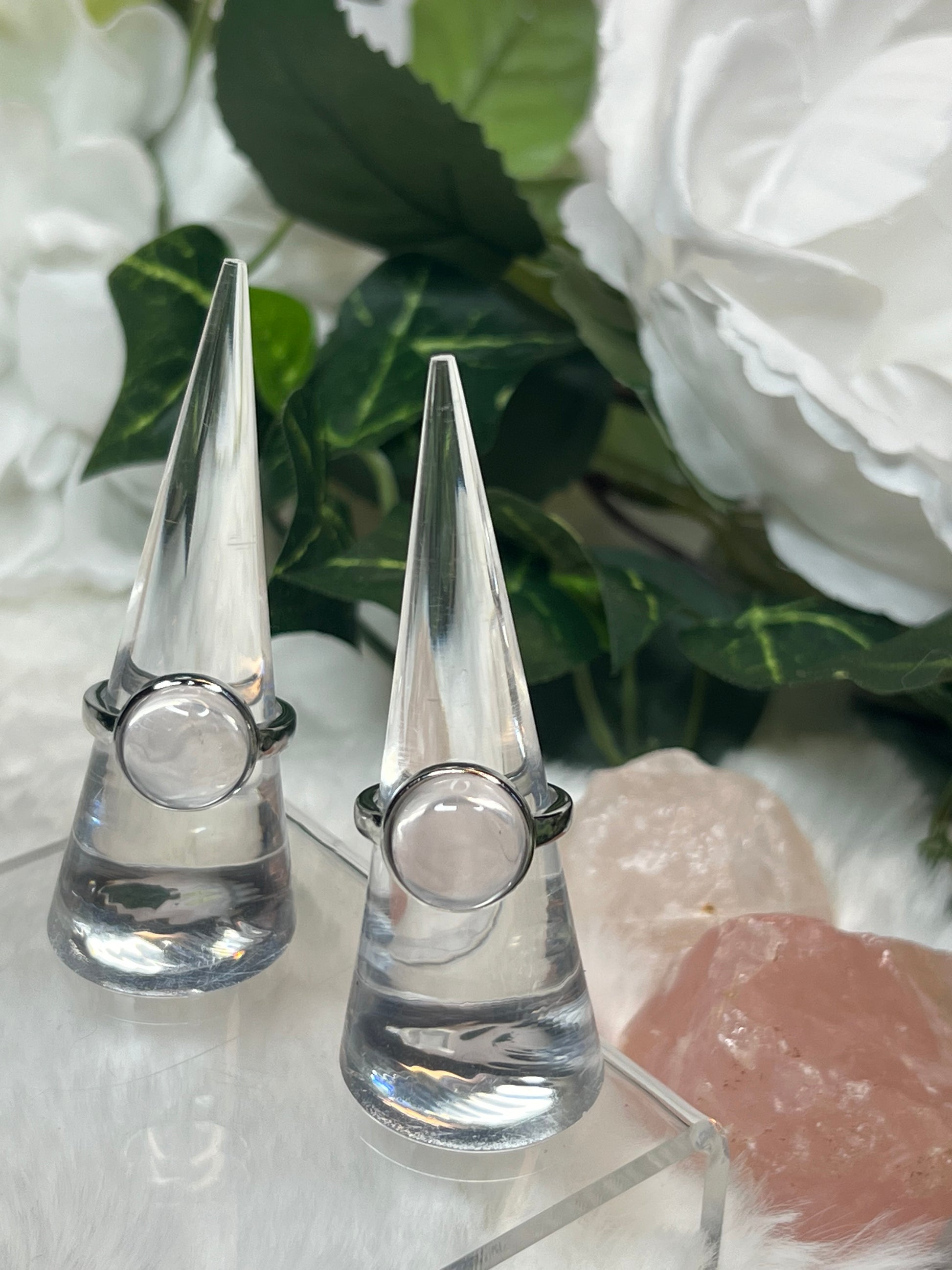 Rose Quartz Round Rings