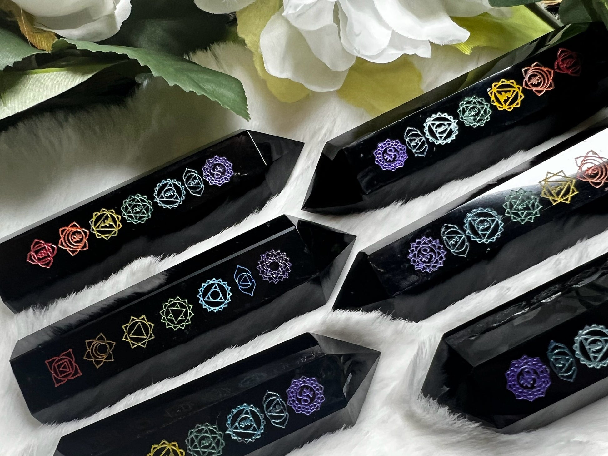 Black Obsidian Chakra Towers