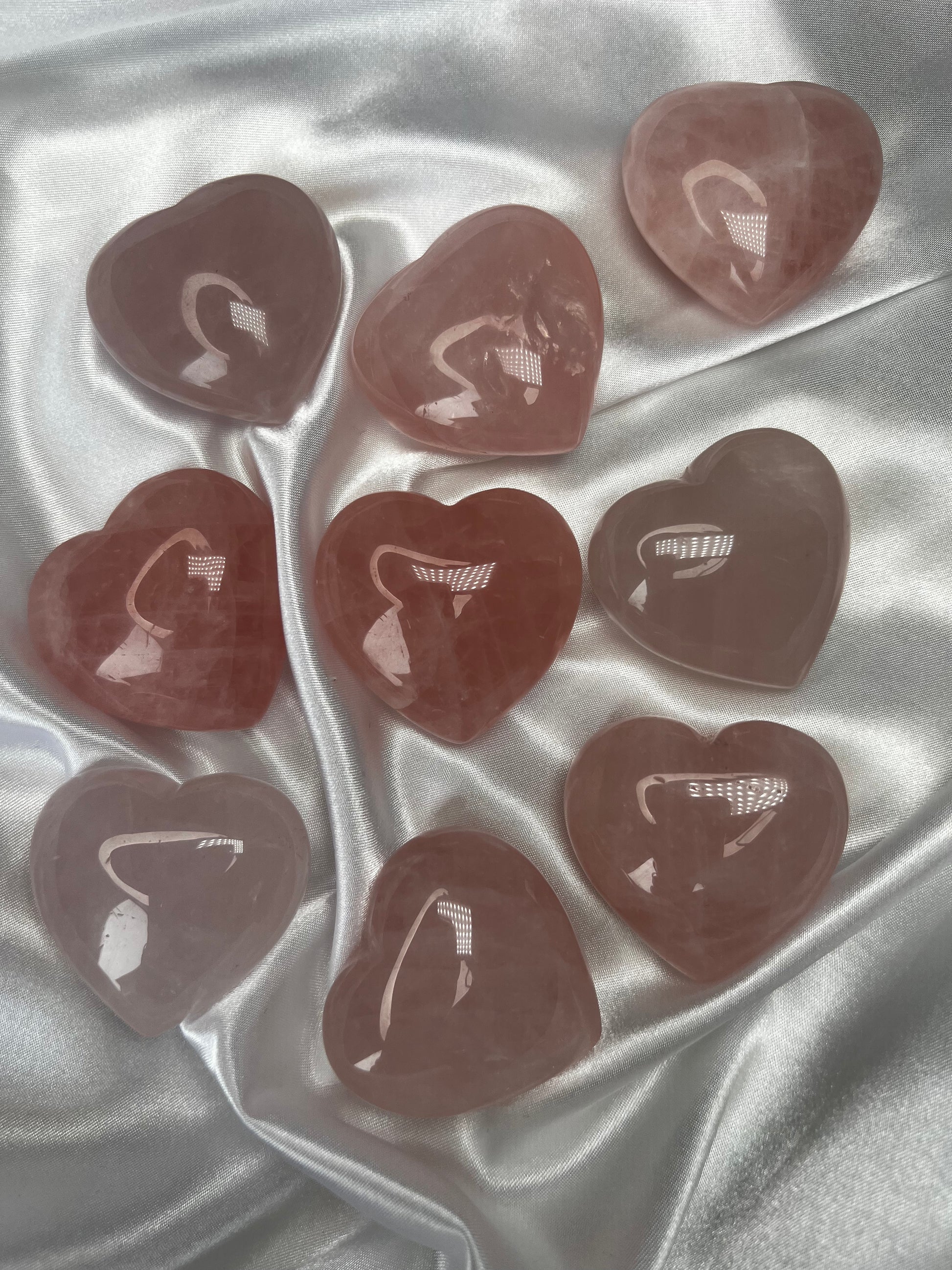 Rose Quartz puffy Hearts, medium